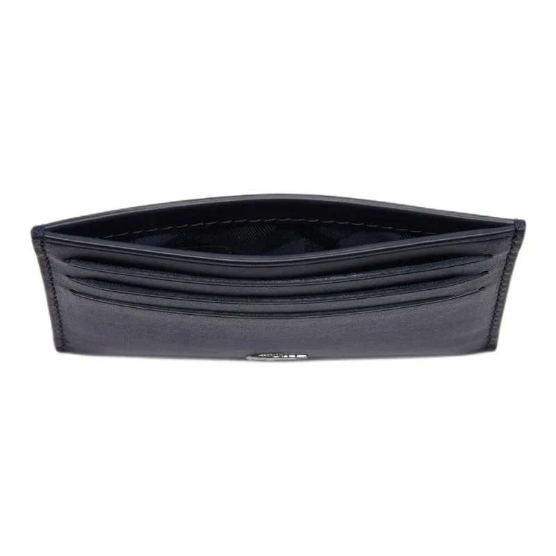 LACOSTE Calfskin Card Clip Card Holder Men's Coal Black-2