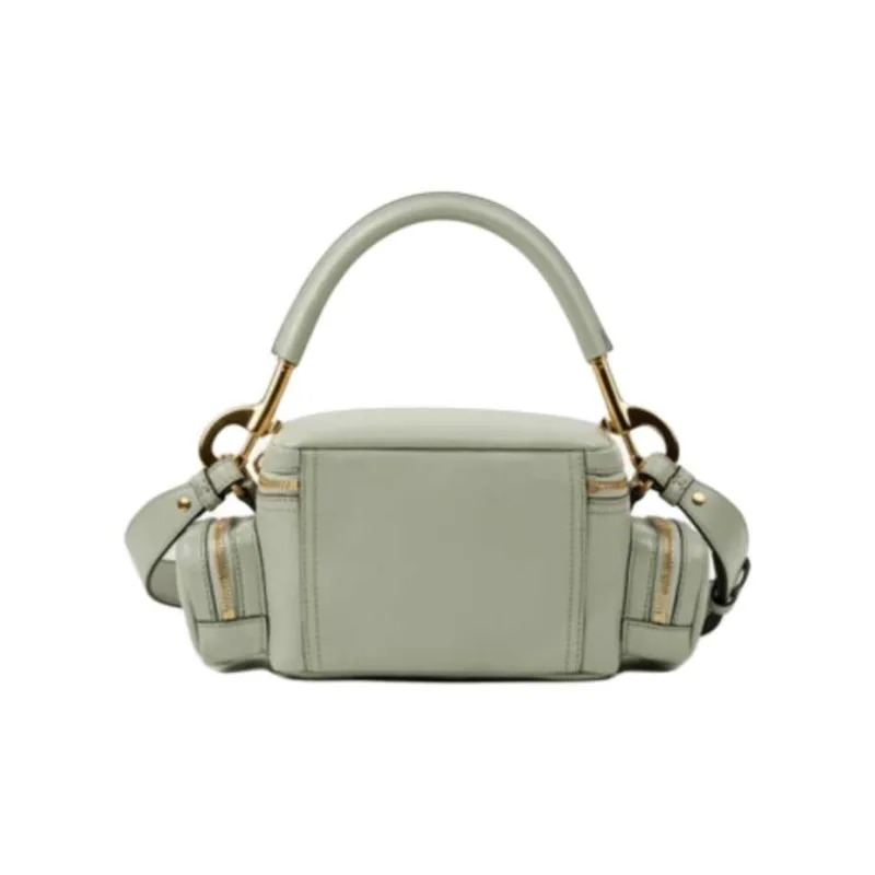 Chloe Cow Leather Camera Bag One Shoulder Handbag Small Size Women's Green-2