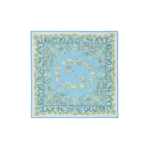 GUCCI Silk Silk Scarves Women's Light Blue
