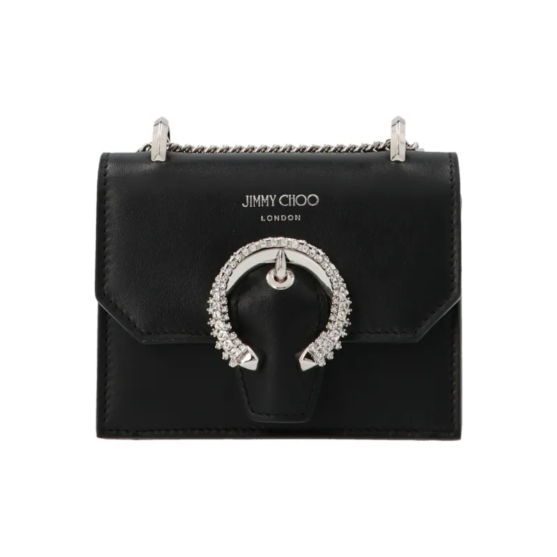 Jimmy Choo Calfskin Shoulder Bag, Crossbody Bag Women's Black-0