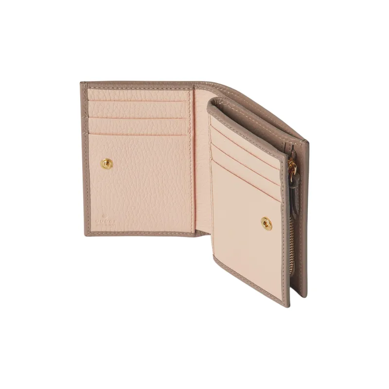GUCCI GG Marmont Leather Wallet Small Size Women's Taupe-5