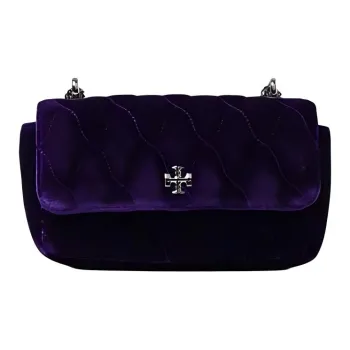 TORY BURCH Kira Velvet Handbag, Shoulder Bag Women's Dark Purple Copper Garnet
