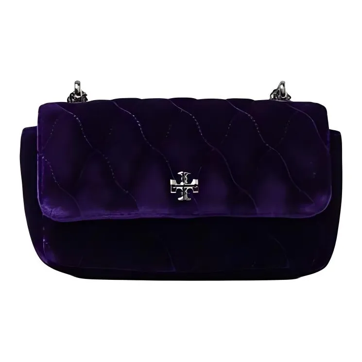 TORY BURCH Kira Velvet Handbag, Shoulder Bag Women's Dark Purple Copper Garnet-0