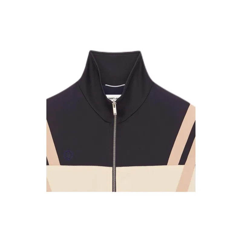 SAINT LAURENT Panelled High Neck Zipped Bomber Jacket-2