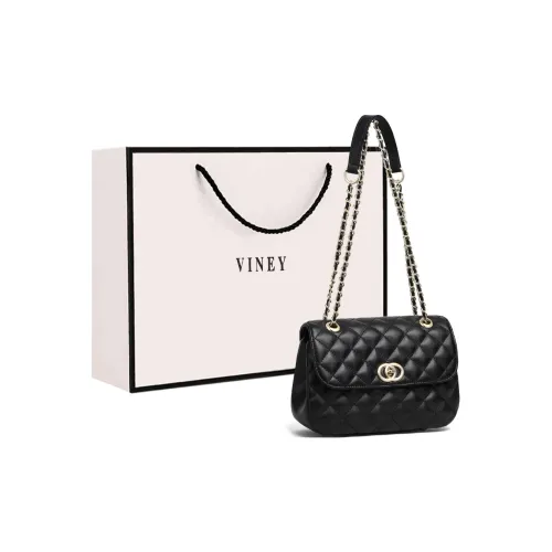 VINEY Cow Leather Shoulder Bag Crossbody Bag Small Square Bag Regular Women's Black/Ecru