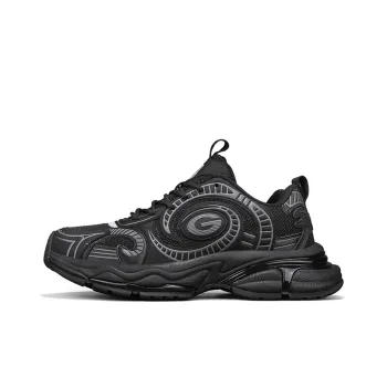 NFL Green Bay Packer Team Height Increasing Wear Resistant Low Top Chunky Sneakers Unisex Black