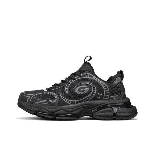 NFL Green Bay Packer Team Height Increasing Wear-Resistant Low-Top Chunky Sneakers Unisex Black