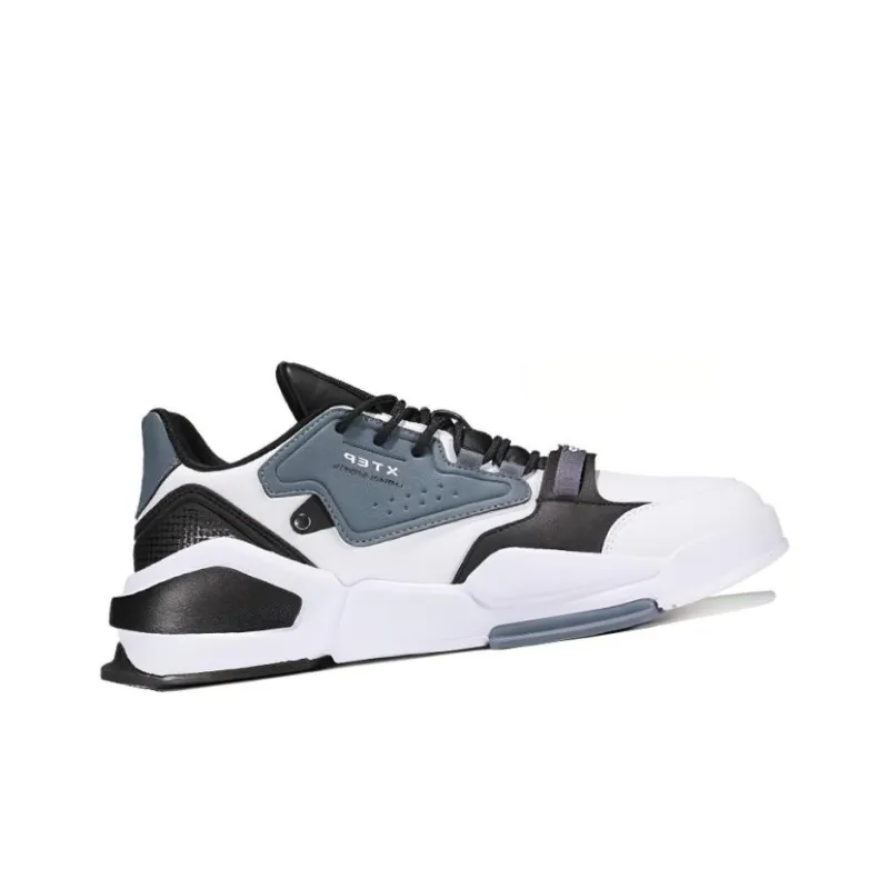 XTEP Cushioning Lightweight Breathable Low Top Skateboard Shoes Men's White Black Gray-2