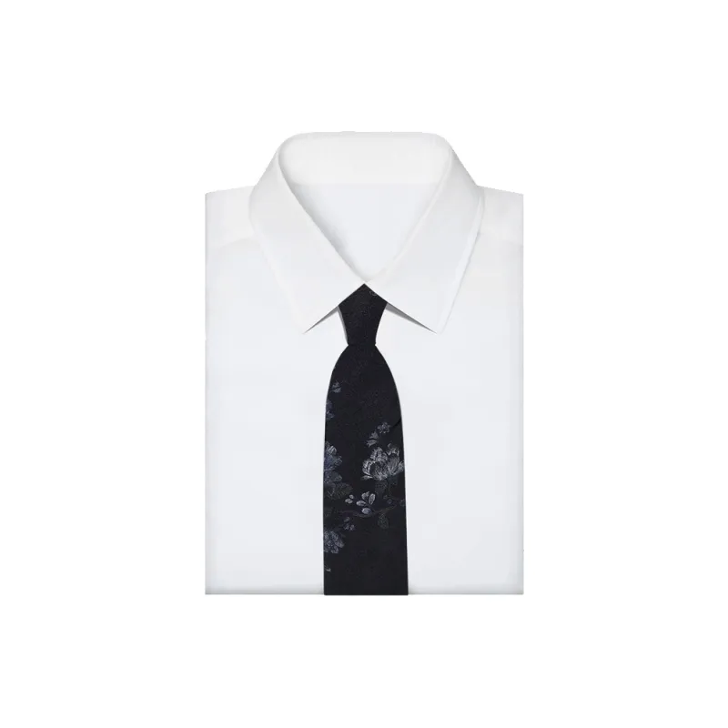 WILLIAM MILTON Mulberry Silk Ties Men's Black White Silk No Knot Lazy High End Accessories Casual Gift Box Set-1