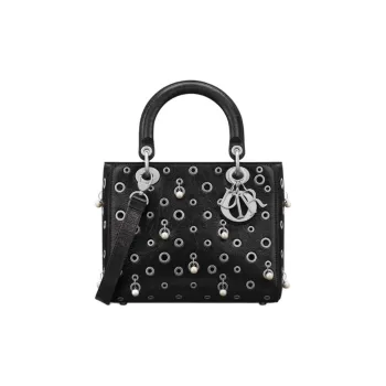 DIOR Lady Dior Calfskin Lady Dior Bag, One Shoulder Handbag Medium Size Women's Black