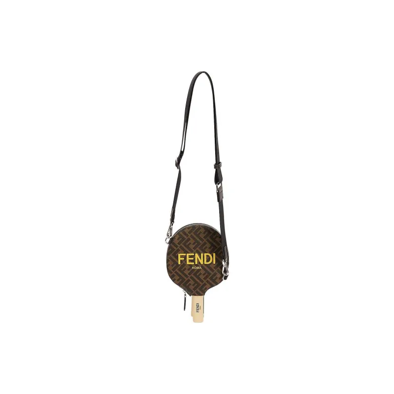 FENDI Calfskin Table Tennis Bag Crossbody Bag Men's Brown-1