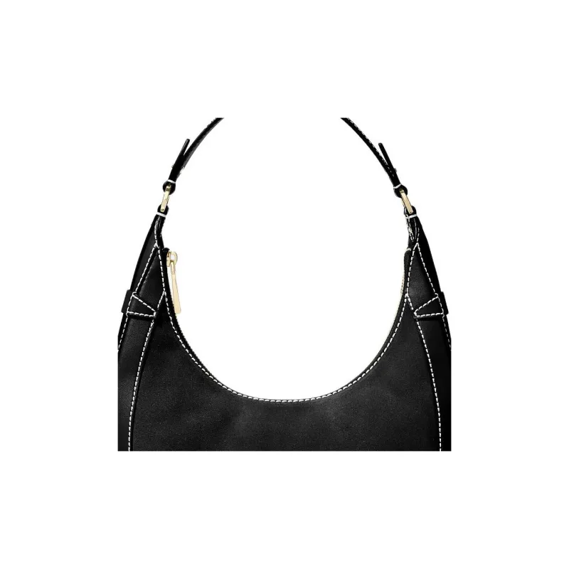 MICHAEL KORS Suede New Moon Handbag, Shoulder Bag Small Size Women's Black-2