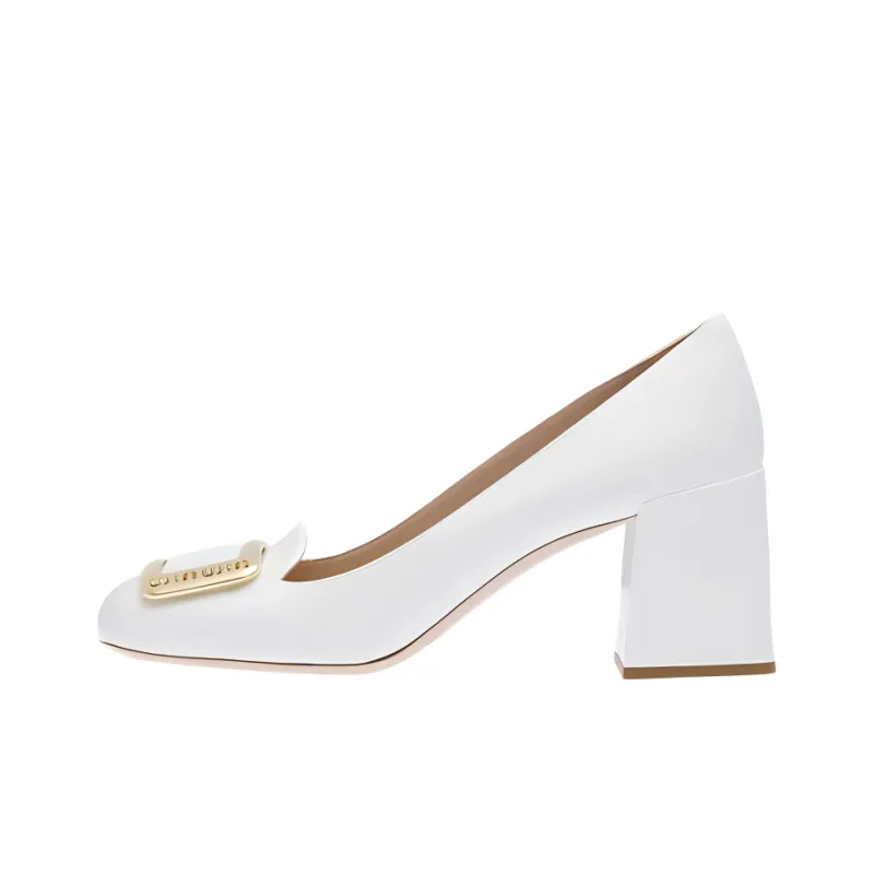 MIU MIU Chunky Heel High Heels Women's White-0