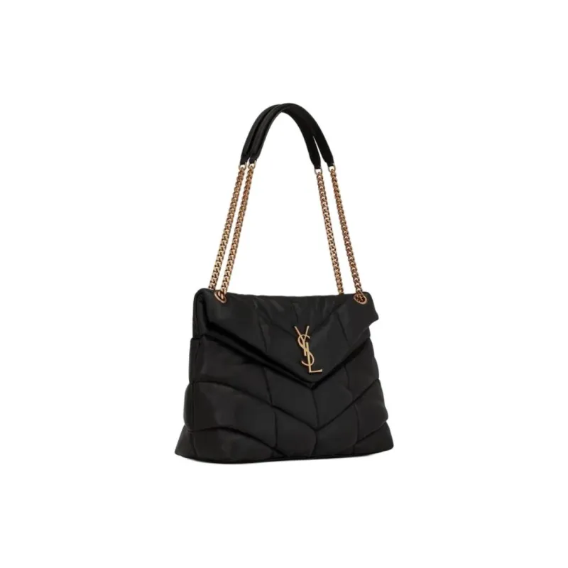 SAINT LAURENT PUFFER Lambskin Shoulder Bag Medium Size Women's Black-2