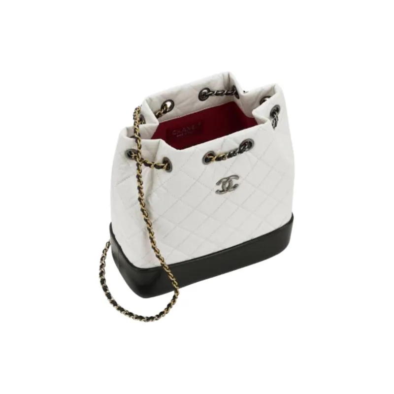 CHANEL Gabrielle Calfskin Backpack Trumpets Women's Black & White-1