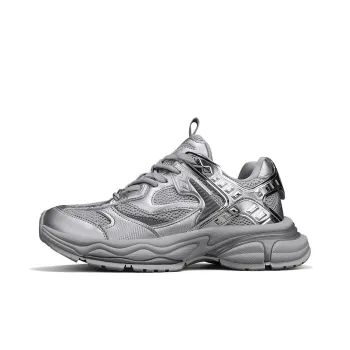 NFL Cushioning, Wear Resistant Low Top Chunky Sneakers Unisex Silver