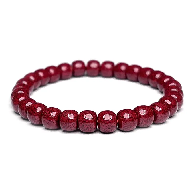 MOUNTAINS AND MANS Cinnabar New Chinese Style Vintage Good Luck Beaded Bracelet Unisex-5
