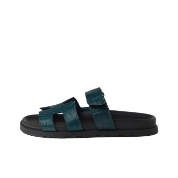 HERMES Chypre Slide Slippers Women's Turquoise