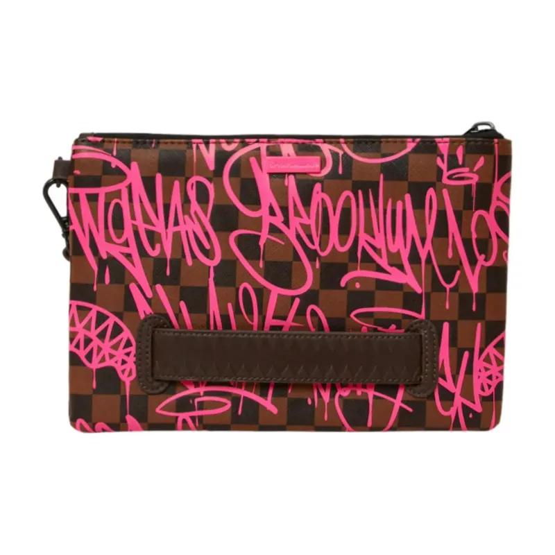 SPRAYGROUND Jetgraphix Sharks In New York Crossover Clutch Brown/Pink-2