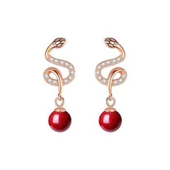 OWNCOOL Cinnabar Jade Earring, Gift Box Set Women's