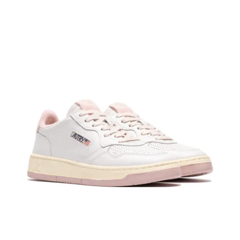 AUTRY Medalist Leather Low White Powder Pink Women's-1