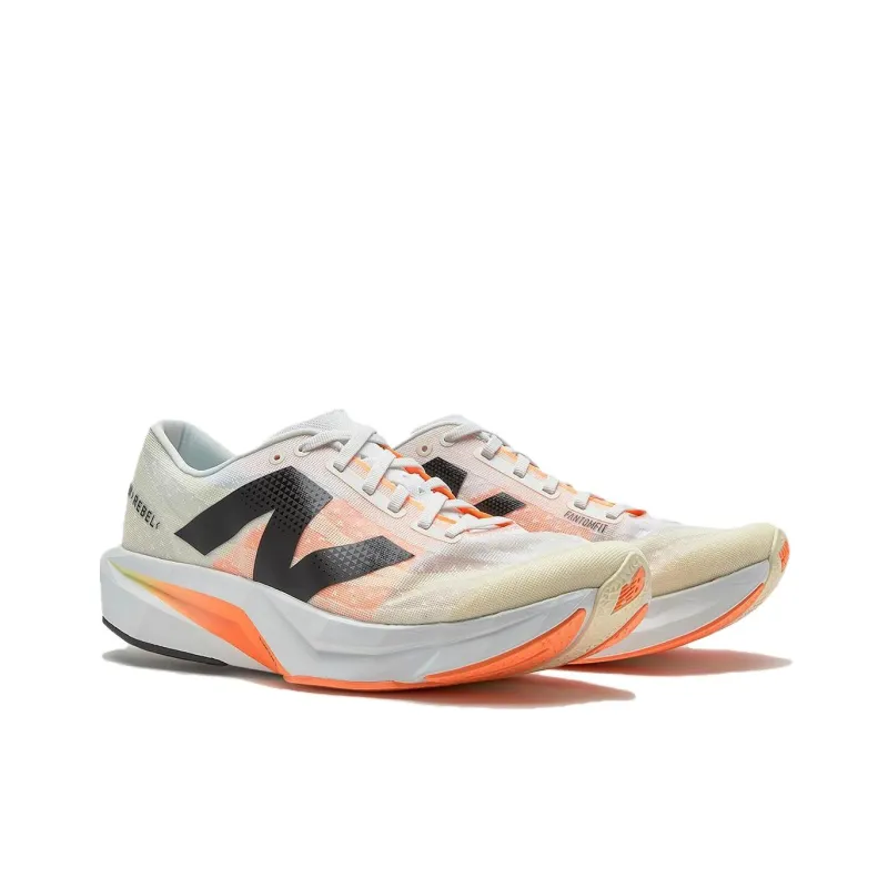 New Balance Rebel V4 Slip Resistant And Breathable Low Top Casual Running Shoes Men's White Orange Loose Fit-2