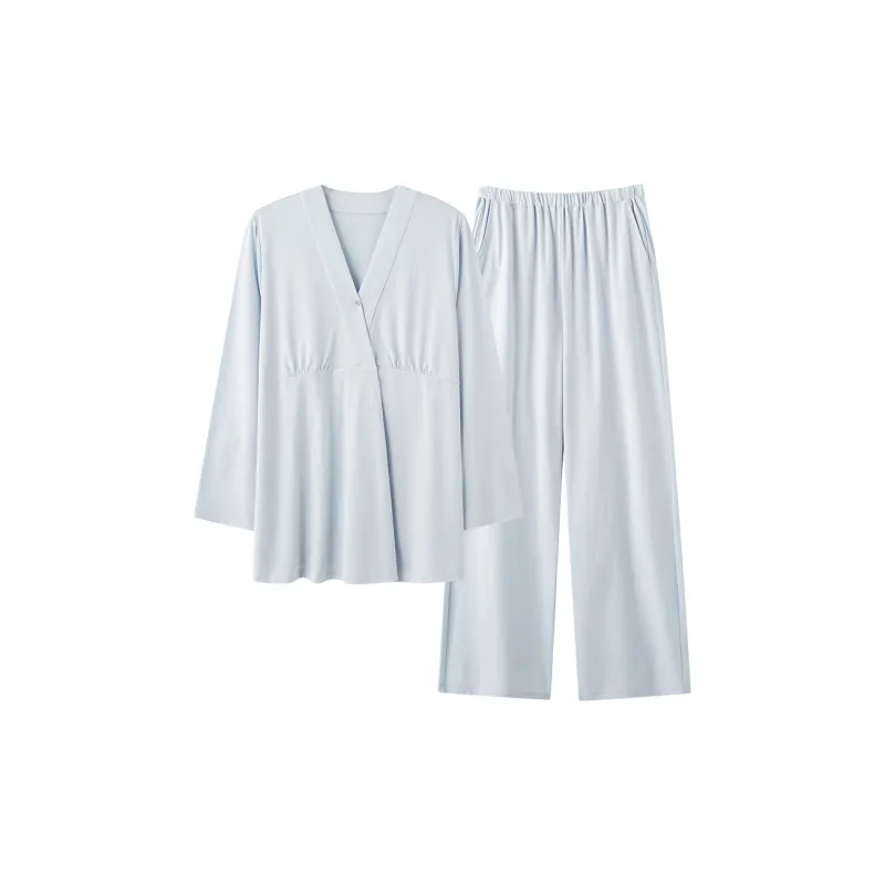 XIAFENYAN Pajama Set Women's Light Blue-0