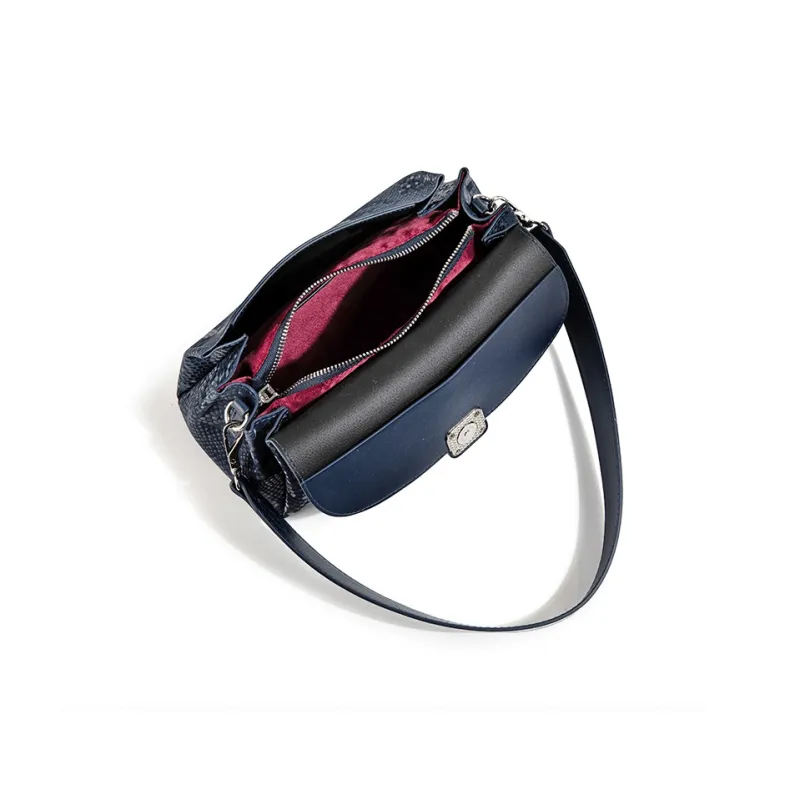 CentarlKatty Polyurethane Shoulder Bag Women's Snake Scale Blue-3