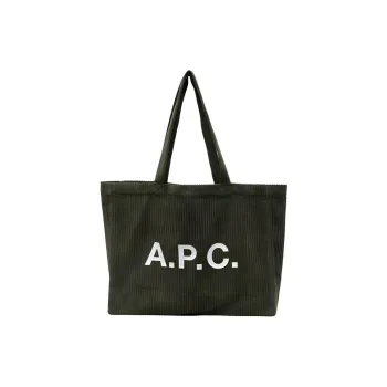 A.P.C Cotton And Corduroy Blend Tote Bag Shopping Bag Handbag Shoulder Bag Men's Forest Green