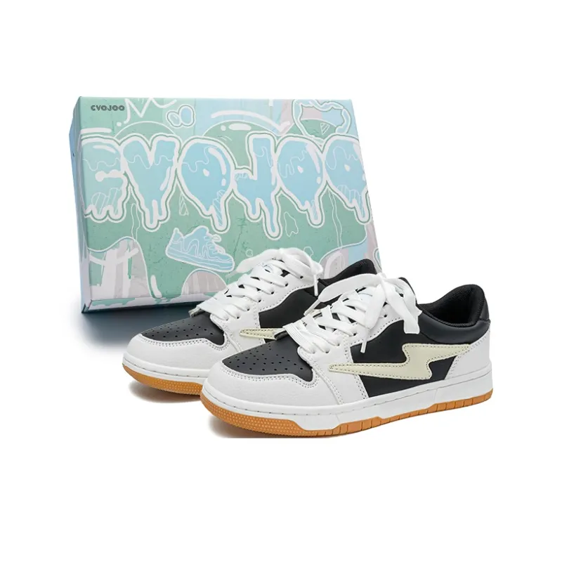 CVOJOO Gift Box Set Lightweight Skateboard Shoes Unisex White Black-0