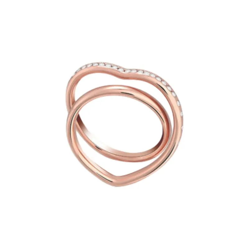 HERMES 18K Rose Gold Diamond Rings Women's Pink Gold-0