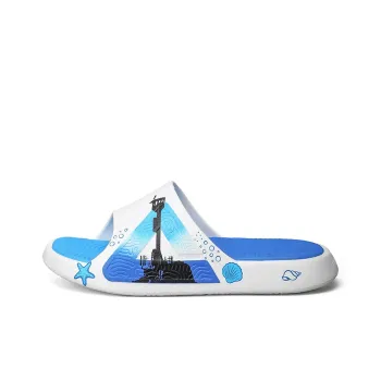 PEAK Tai Ji1.0 Cushioned Slip Resistant Abrasion Resistant Slide Slippers Men's Ivory Colorful Blue