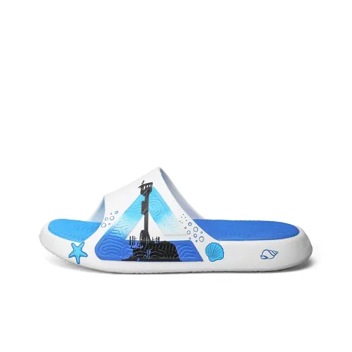 PEAK Tai Ji1.0 Cushioned Slip-Resistant Abrasion-Resistant Slide Slippers Men's Ivory Colorful Blue