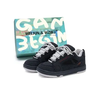 WELKIN&WZWJ Gift Box Set Warm Slip Resistant Low Top Skateboard Shoes For Kids Unisex Blue