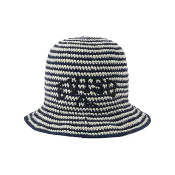 EVISU Cotton Bucket Hats Unisex Navy Blue