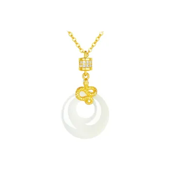 CHOW TAI SENG Chalcedony Snake Jade Pendant Necklace For Female Friend Women's