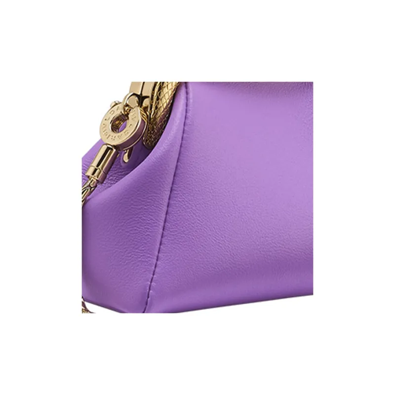 BVLGARI Serpentine Calfskin One Shoulder Crossbody Clutches Mini Women's Purple-3