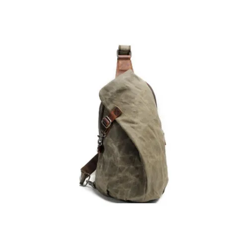 TTaG．baG Wax Canvas Sling Bag Unisex Army Green/Dark Gray/Black/Khaki