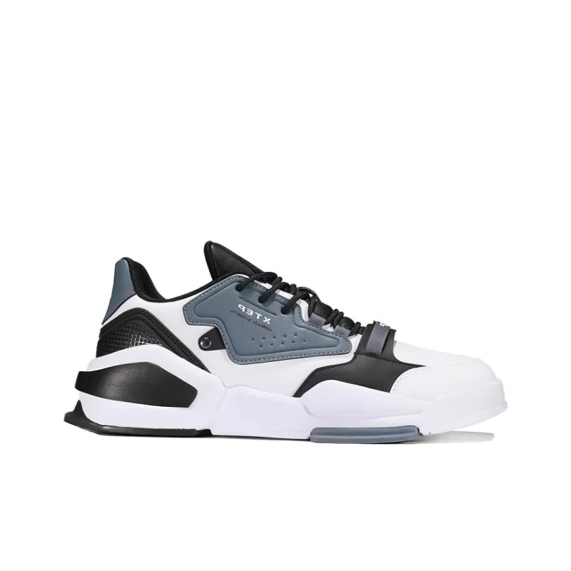 XTEP Cushioning Lightweight Breathable Low Top Skateboard Shoes Men's White Black Gray-1