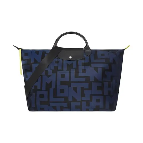 LONGCHAMP Le Pliage LGP Nylon Fabric One Shoulder Handbags Large Size Women's Black/Navy