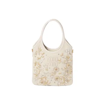 MIU MIU Ivy Cotton Shoulder Bag Crossbody Bag Handbag Women's Chalk