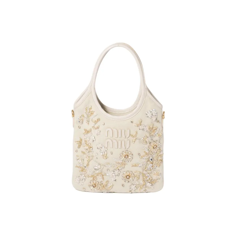 MIU MIU Ivy Cotton Shoulder Bag Crossbody Bag Handbag Women's Chalk-0