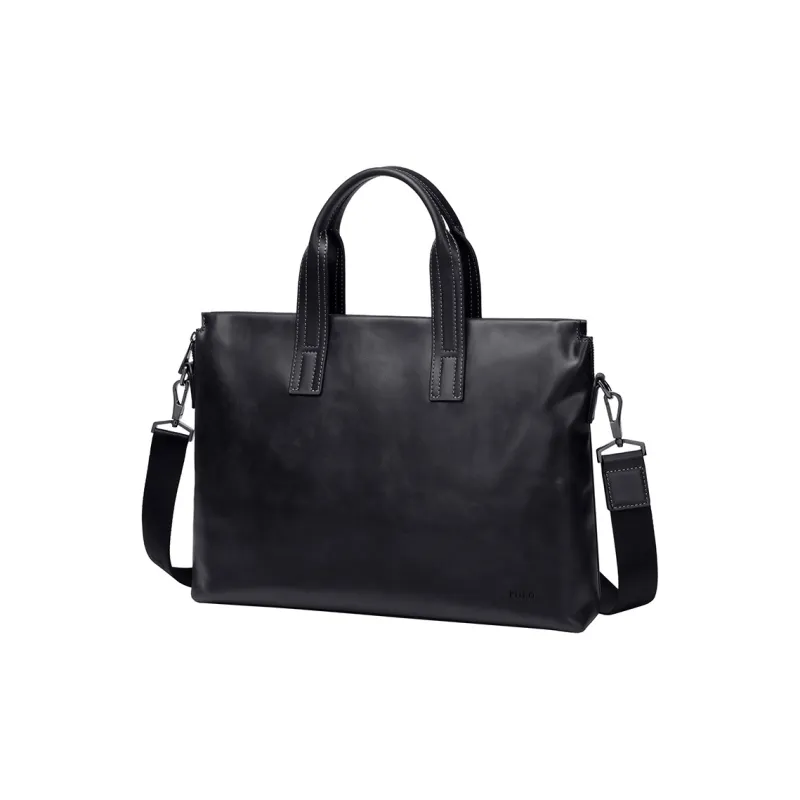 POLO Cow Leather Briefcases Large Size Men's Black Gray Color/Brown-2