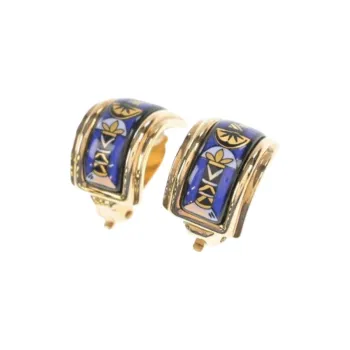 HERMES Enamel Earrings Women's Blue