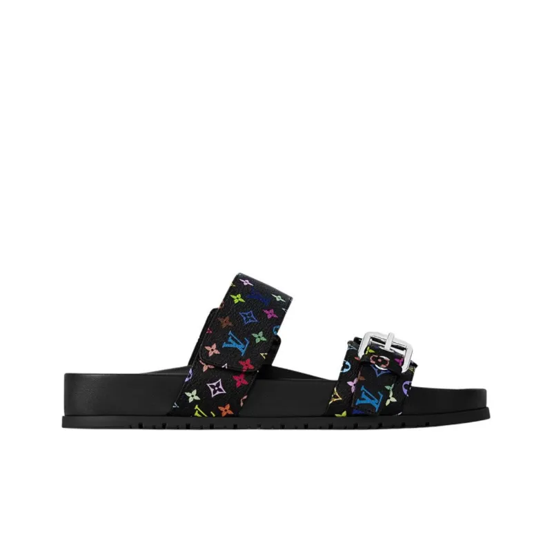 Takashi Murakami x LOUIS VUITTON Slide Slippers Women's Black-1