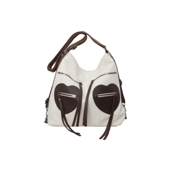 CORE BIRD Fabric Shoulder Bag Women's Ecru/Black/Khaki