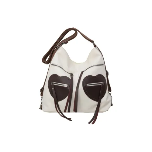 CORE BIRD Fabric Shoulder Bag Women's Ecru/Black/Khaki