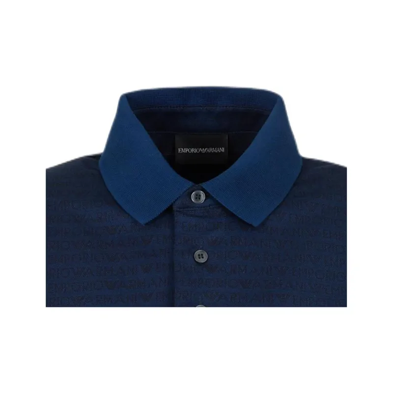 EMPORIO ARMANI Jersey Polo Shirt With All over Jacquard Lettering-3