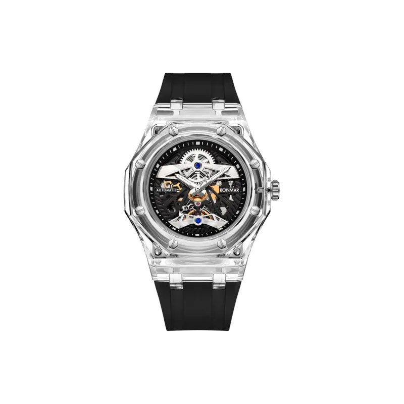 RONMAR Glacier Collection Automatic Mechanical Movement Rubber Strap Watch Unisex White Dial-11