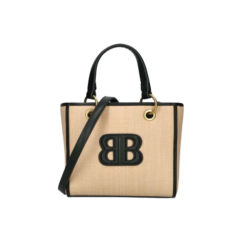 BIBI LOU Raffia Tote Bag Shopping Bag Shoulder Bag Crossbody Bag Handbag Women's Black-0